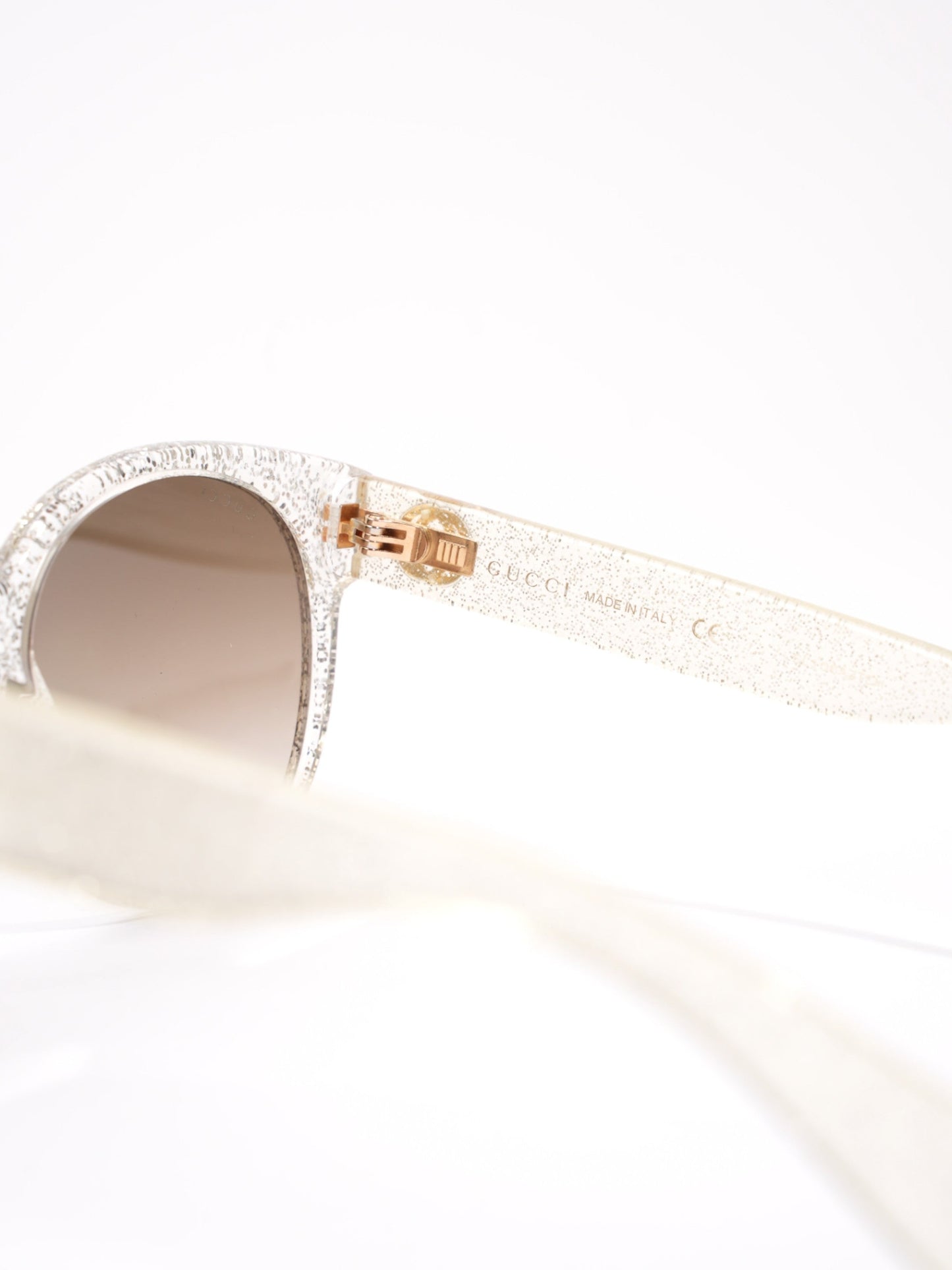 Gucci Sunglasses GG0035S Silver Glitter Acetate 140mm