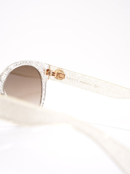 Gucci Sunglasses GG0035S Silver Glitter Acetate 140mm