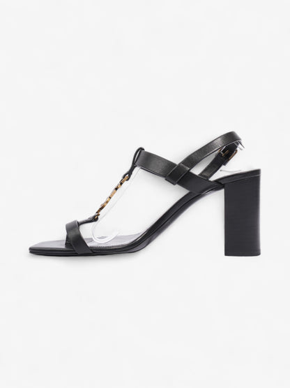Saint Laurent Cassandre Heeled Sandals 75mm Black / Gold Leather EU 39 UK 6