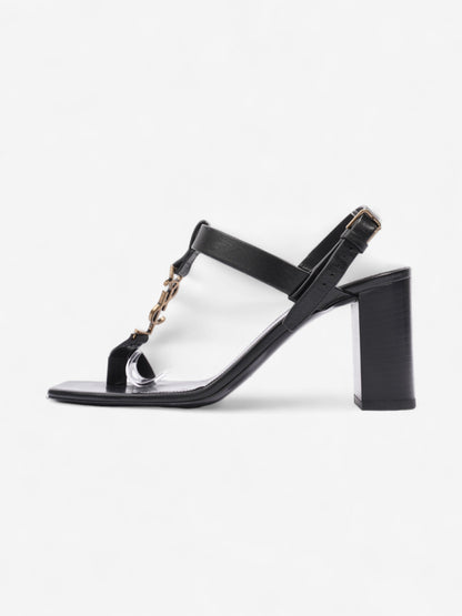 Saint Laurent Cassandre Heeled Sandals 75mm Black / Gold Leather EU 39 UK 6