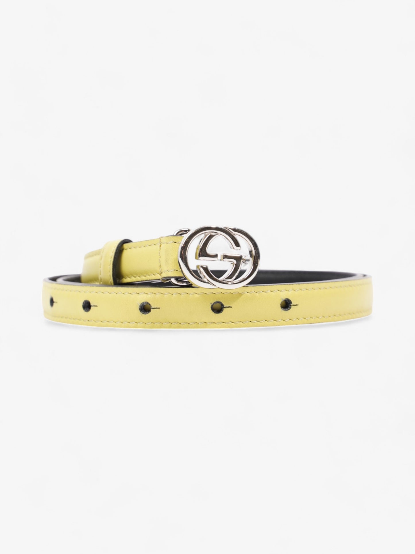 Gucci Interlocking G Belt Yellow / Silver Leather 80cm / 32"