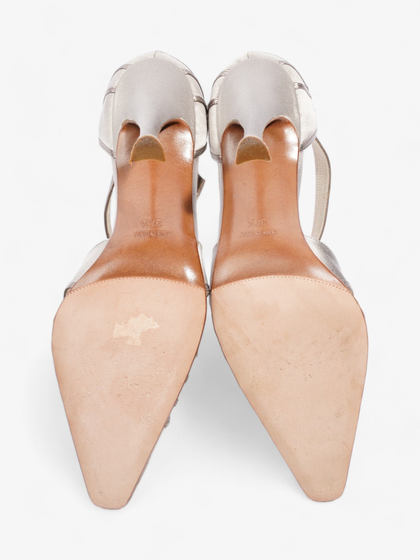 Christian Dior Strappy Pointed Heel 100mm Grey Satin EU 37.5 UK 4.5