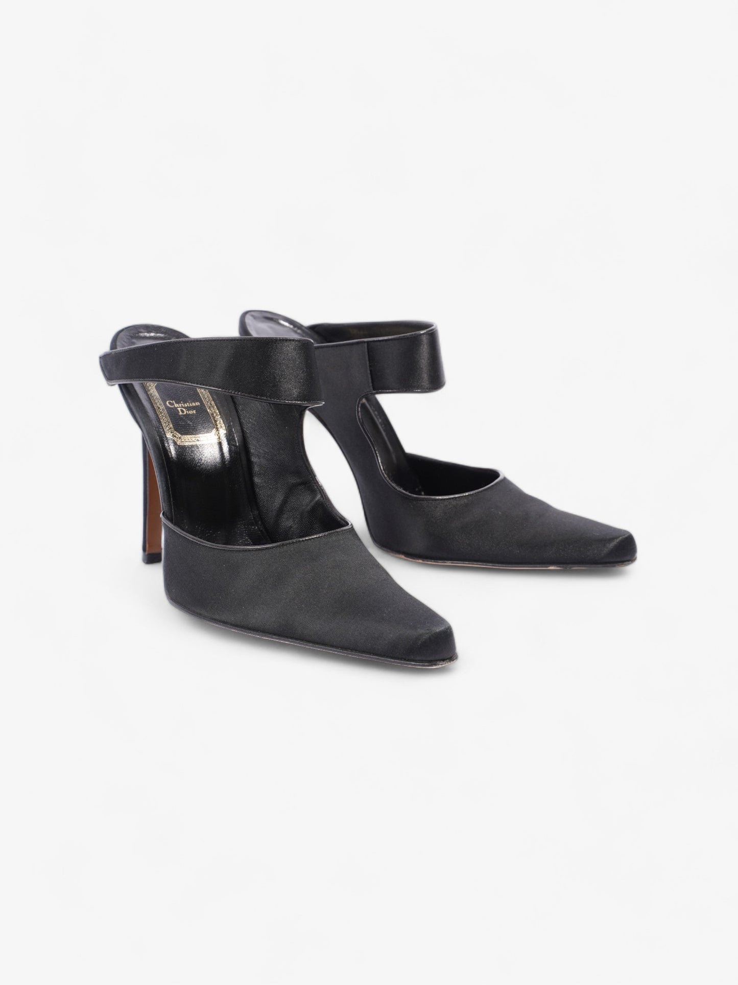 Christian Dior Strap Pointed Heels 110mm Black Satin EU 39 UK 6