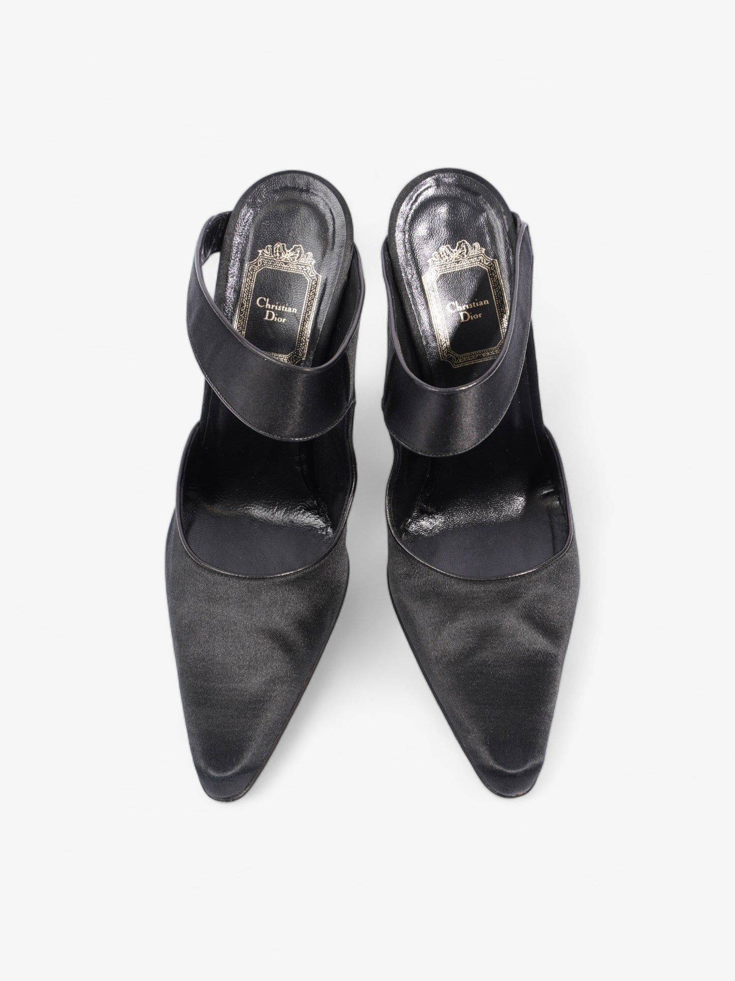 Christian Dior Strap Pointed Heels 110mm Black Satin EU 39 UK 6