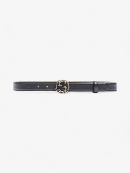 Gucci Interlocking G Thin Belt Black Leather 75cm 30"