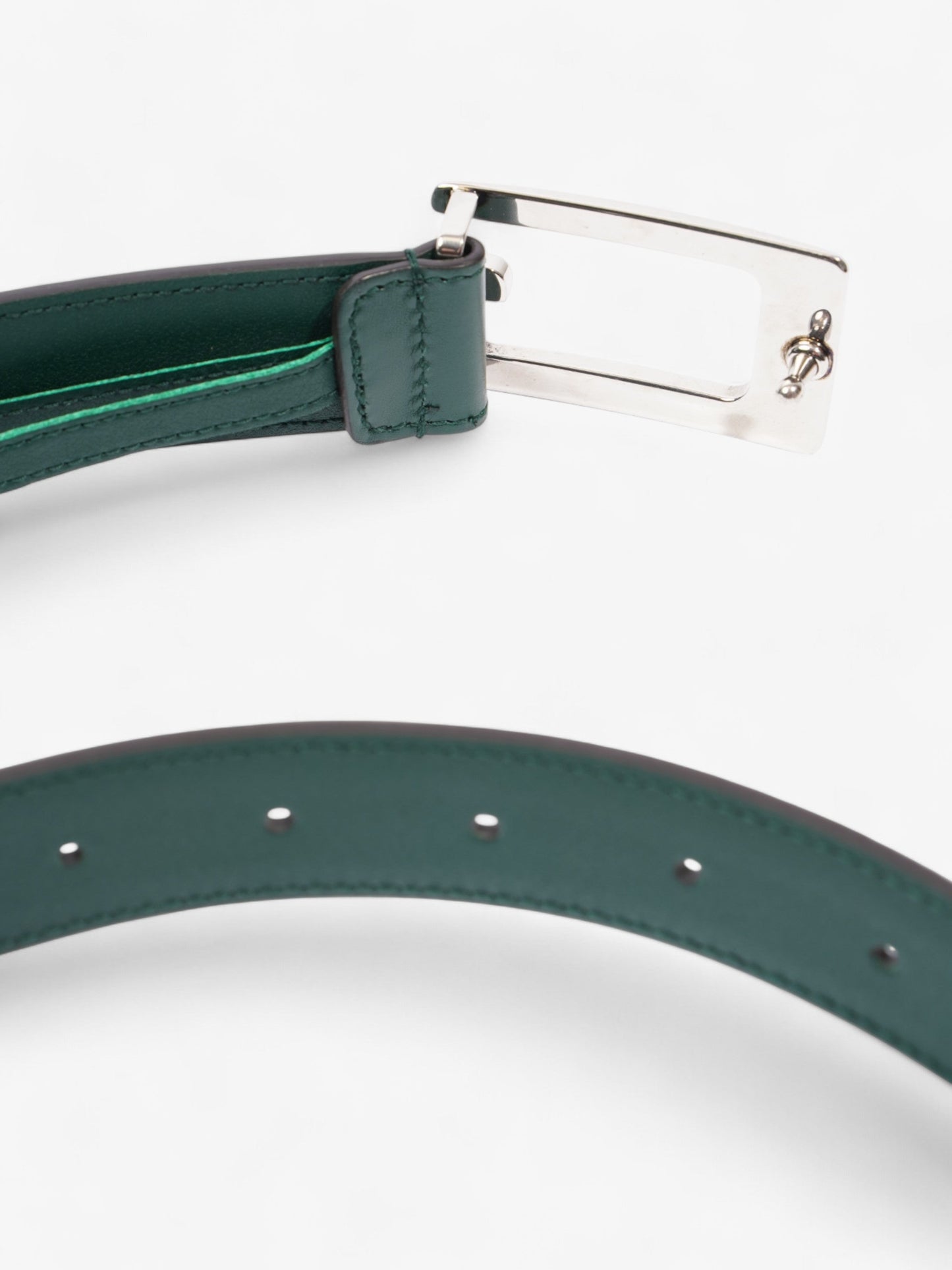 Gucci Memorable Buckle Belt Green / Silver Calfskin Leather 85cm / 34"