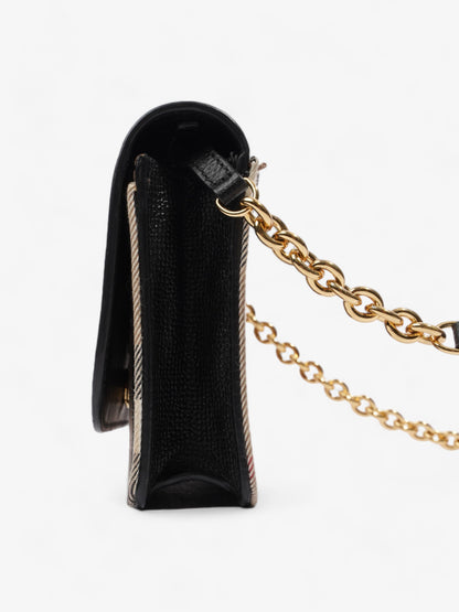 Burberry Hampshire Chain Wallet House Check / Black Leather