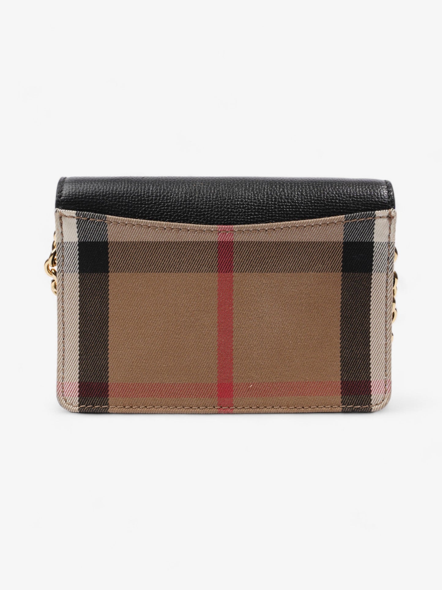 Burberry Hampshire Chain Wallet House Check / Black Leather