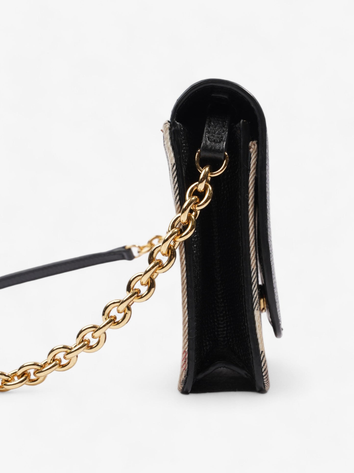 Burberry Hampshire Chain Wallet House Check / Black Leather