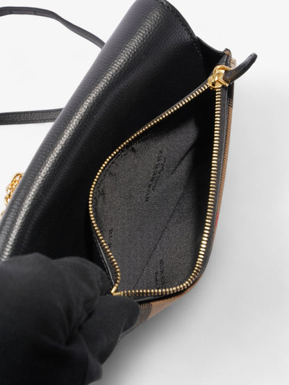Burberry Hampshire Chain Wallet House Check / Black Leather