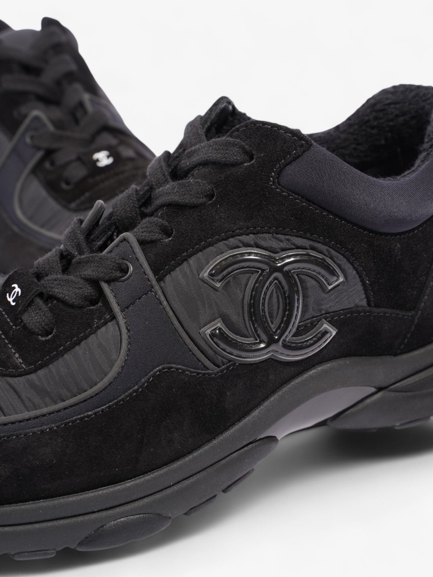 Chanel CC Logo Sneakers Black Suede EU 37.5 UK 4.5