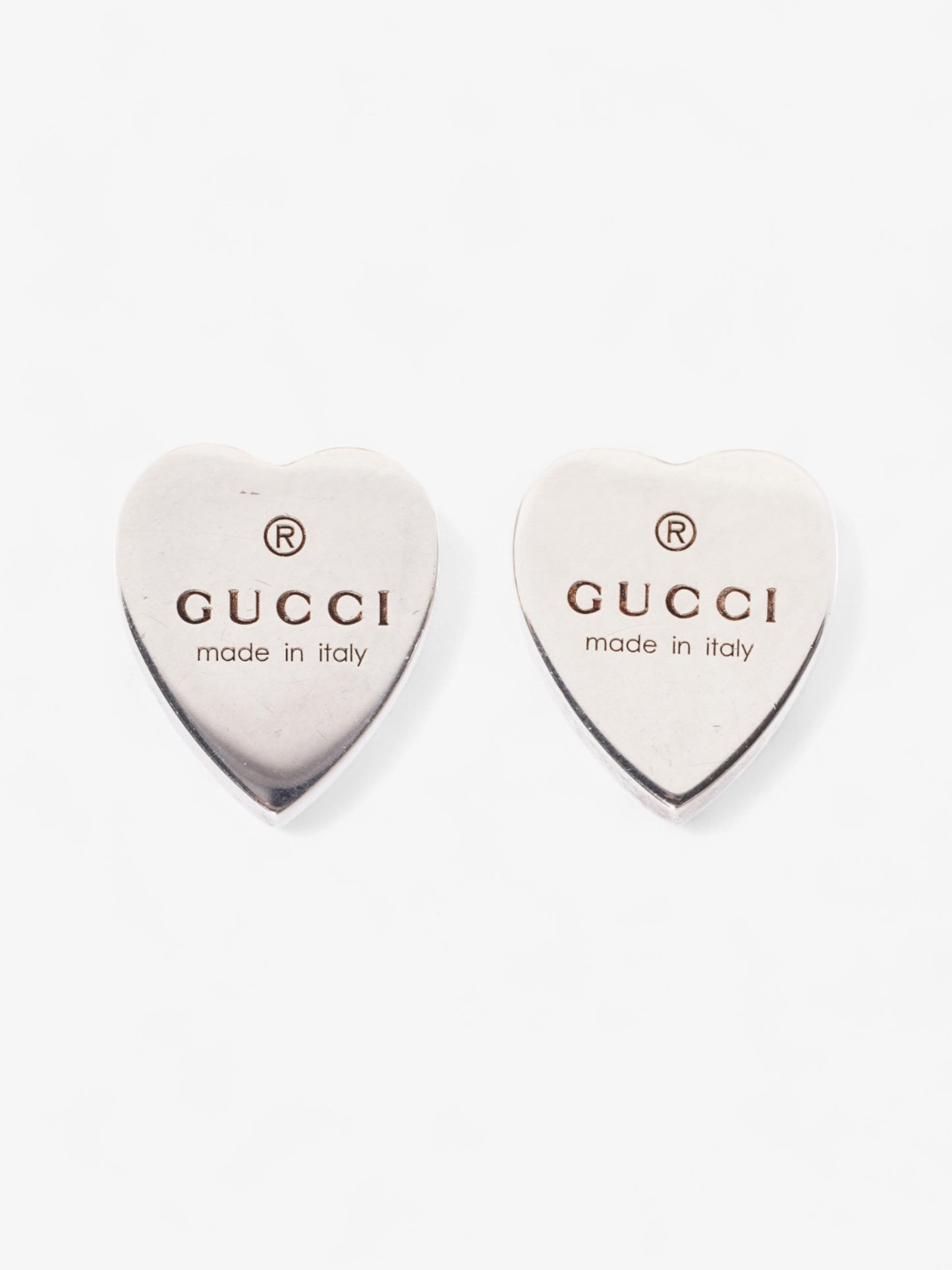 Gucci Trademark Heart Earrings Silver Silver Sterling