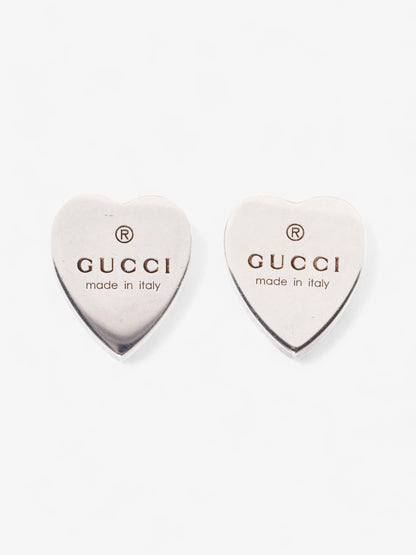 Gucci Trademark Heart Earrings Silver Silver Sterling