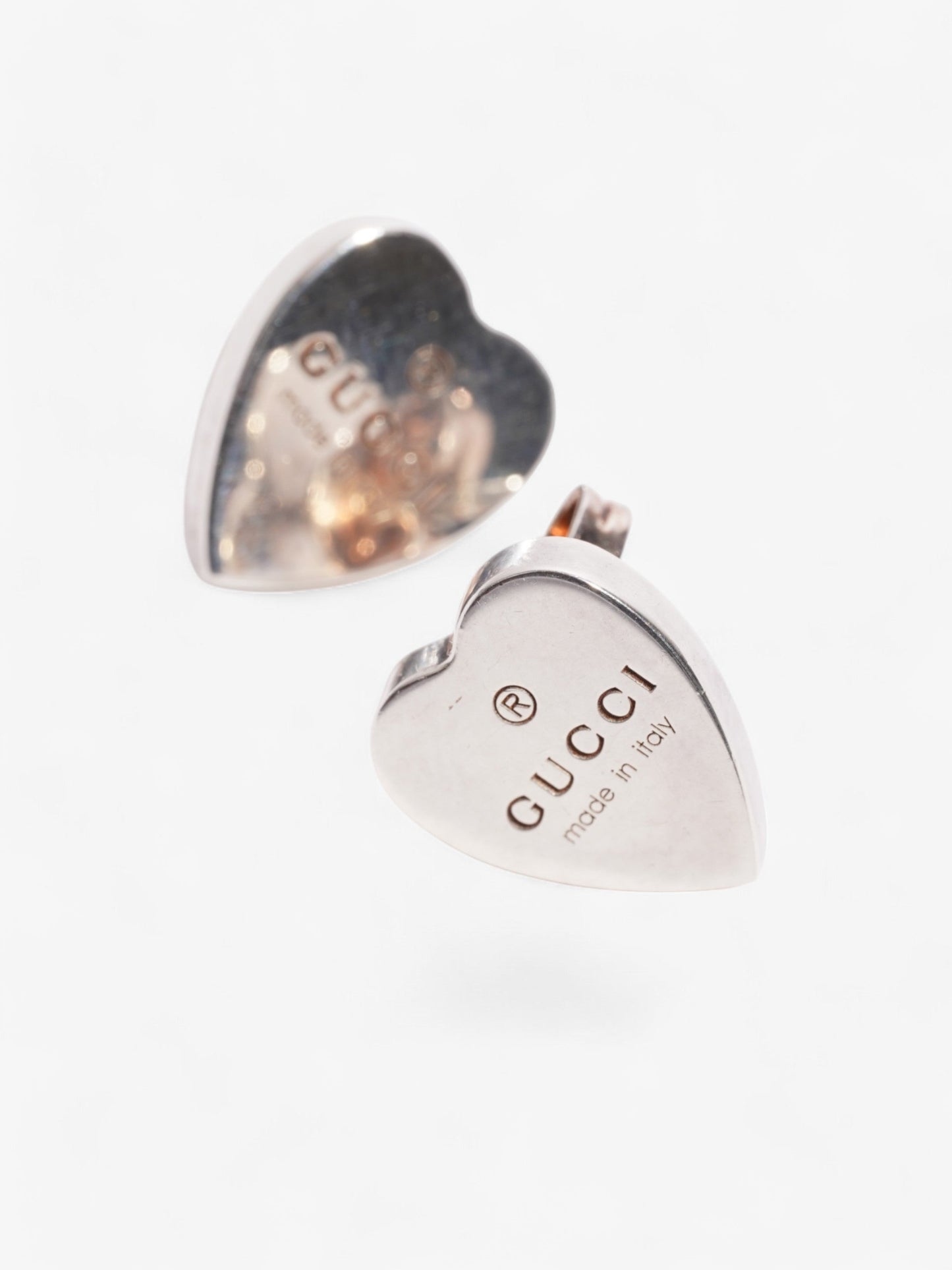 Gucci Trademark Heart Earrings Silver Silver Sterling