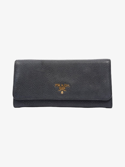 Prada Continental Wallet Dark Grey Leather