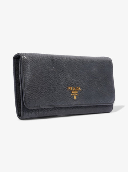 Prada Continental Wallet Dark Grey Leather