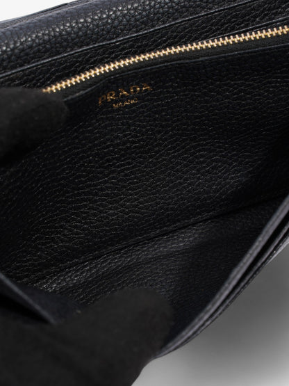 Prada Continental Wallet Dark Grey Leather