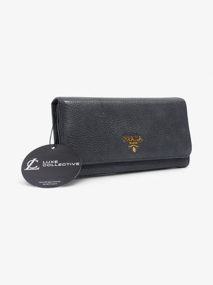 Prada Continental Wallet Dark Grey Leather