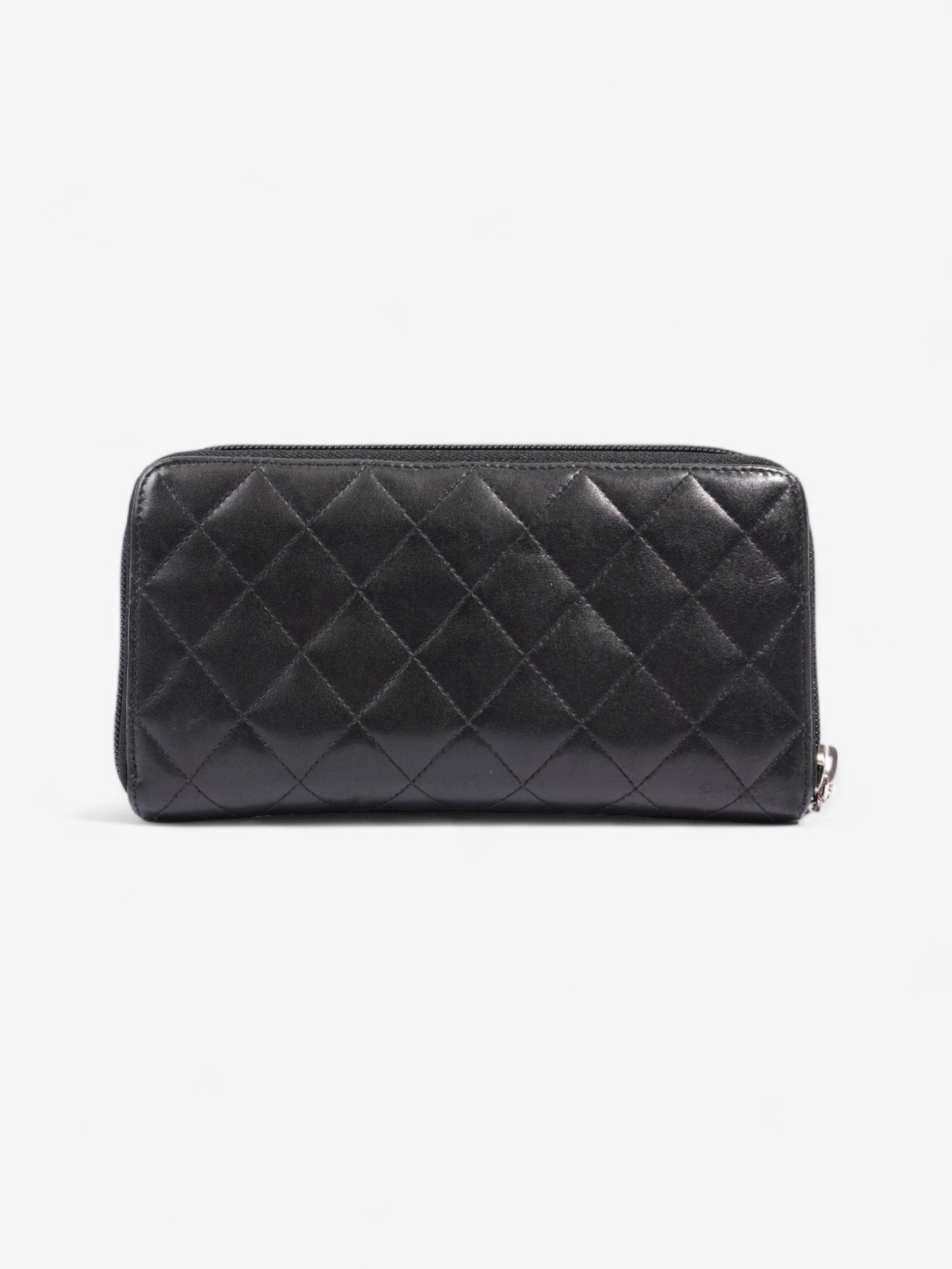Chanel CC Cambon Long Zipper Bifold Wallet Black Leather