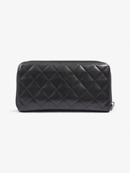 Chanel CC Cambon Long Zipper Bifold Wallet Black Leather