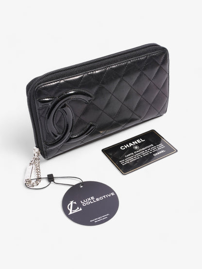 Chanel CC Cambon Long Zipper Bifold Wallet Black Leather