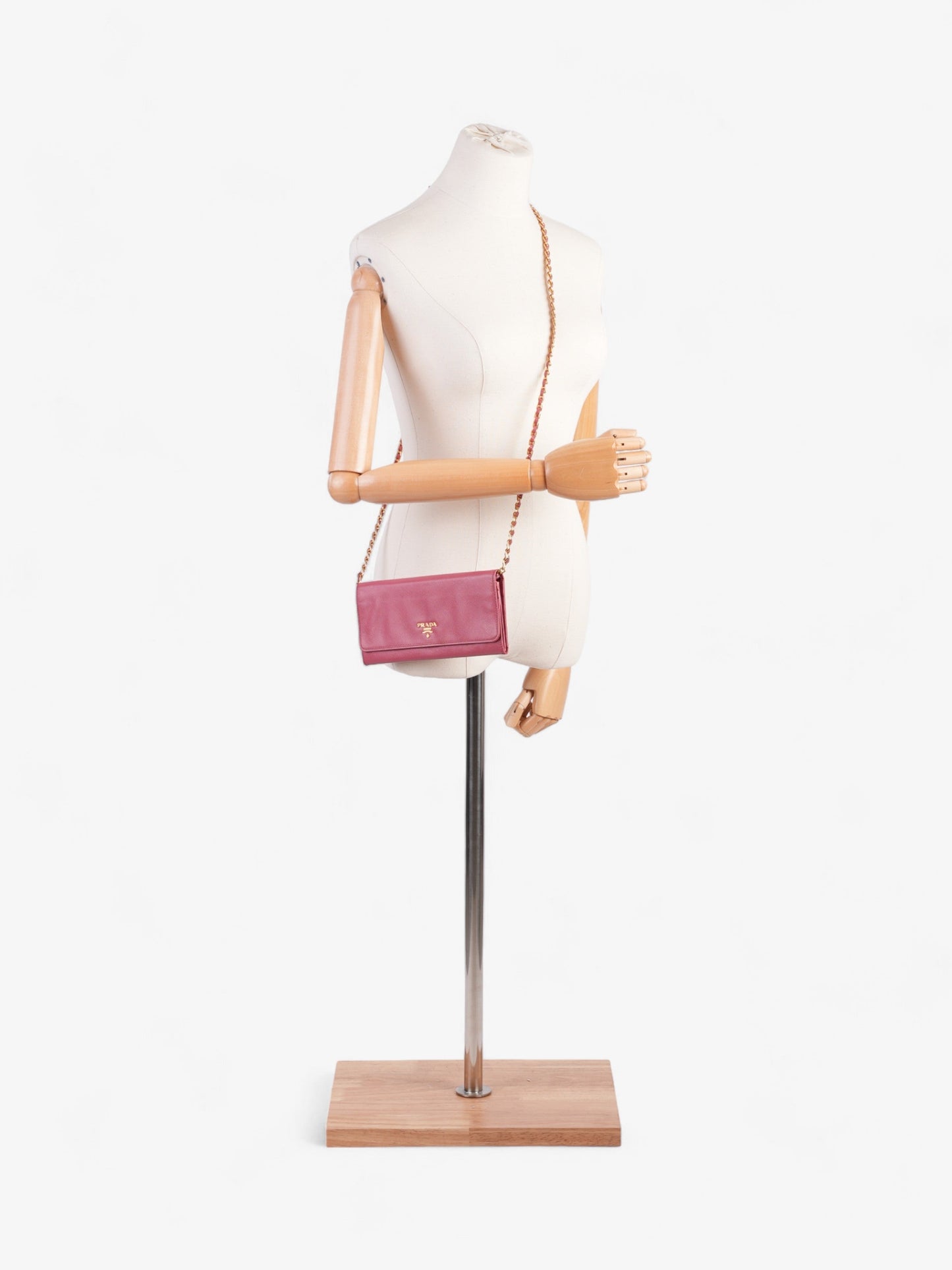 Prada Wallet On Chain Pink Saffiano Leather