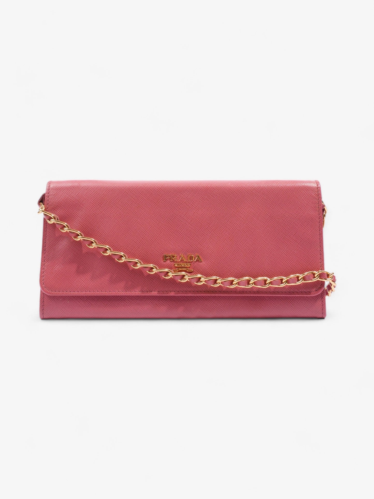 Prada Wallet On Chain Pink Saffiano Leather
