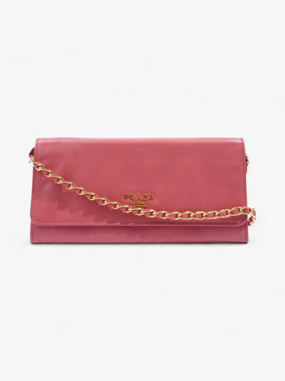 Prada Wallet On Chain Pink Saffiano Leather