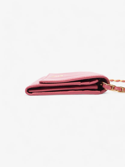 Prada Wallet On Chain Pink Saffiano Leather