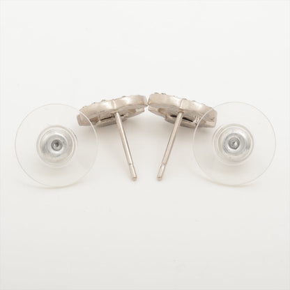 Chanel Coco Logo Rhinestone Silver Stud Earrings Costume Jewellery