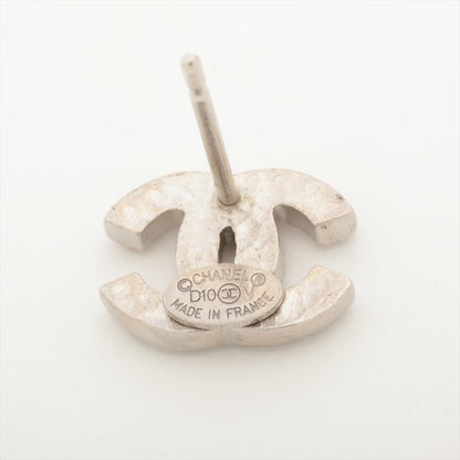 Chanel Coco Logo Rhinestone Silver Stud Earrings Costume Jewellery