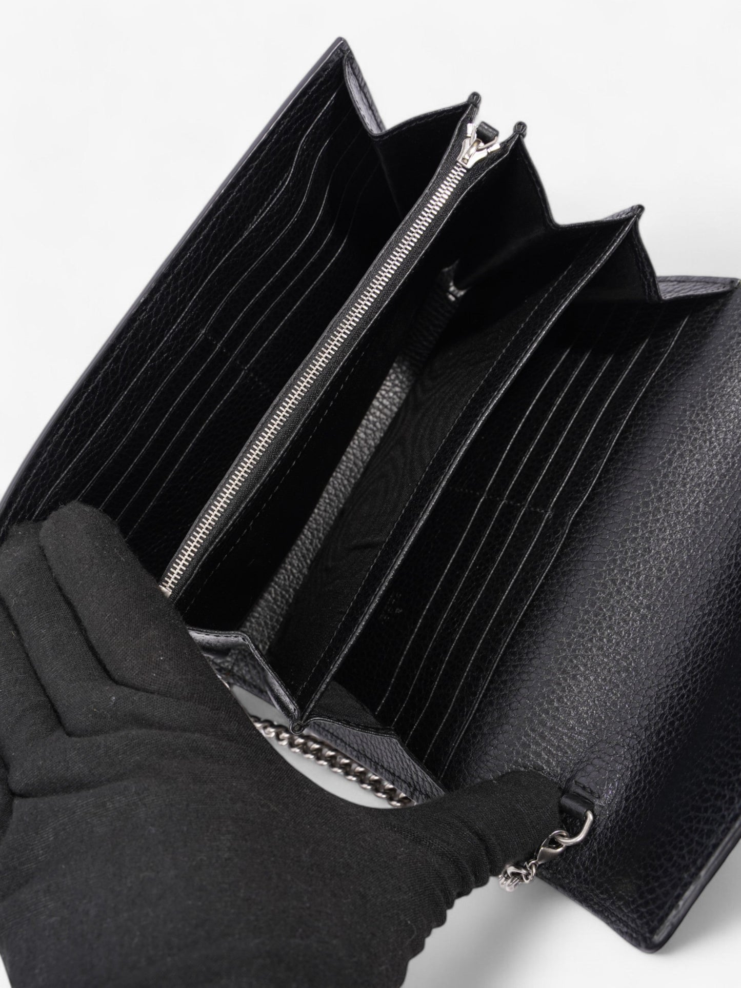 Gucci Dionysus Chain Wallet Black Leather