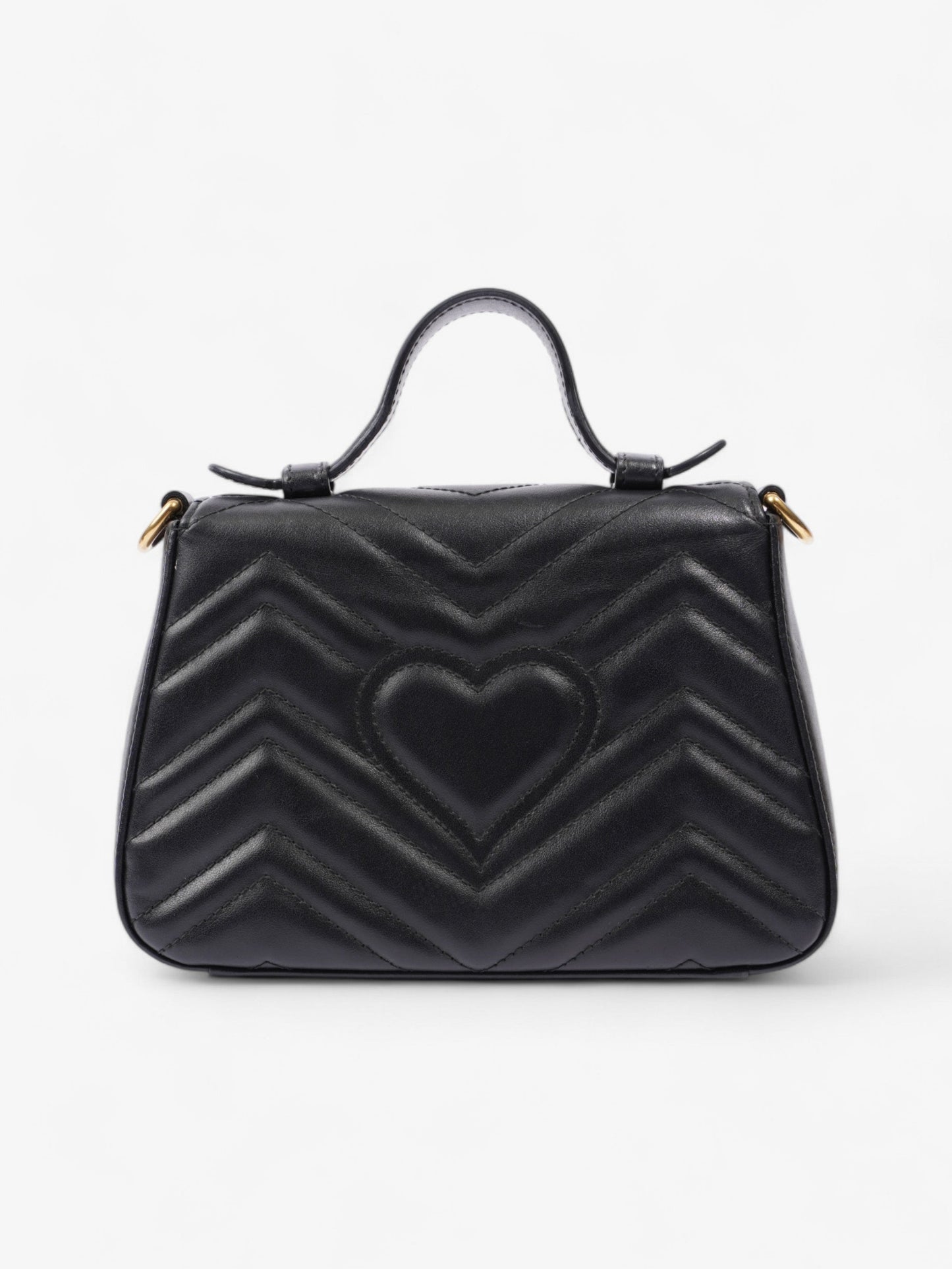 Gucci GG Marmont Top Handle Bag Black Matelasse Leather Mini