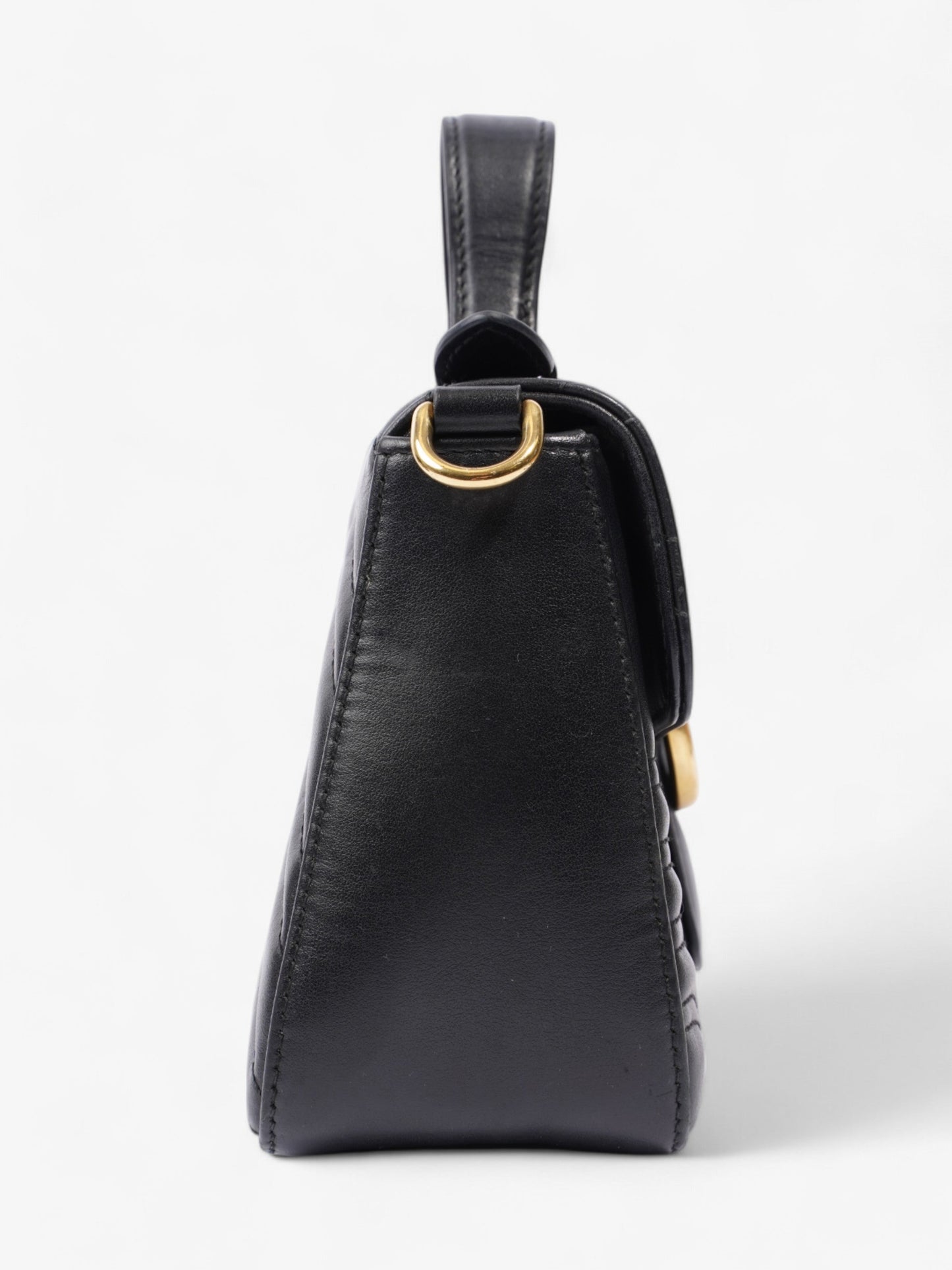 Gucci GG Marmont Top Handle Bag Black Matelasse Leather Mini