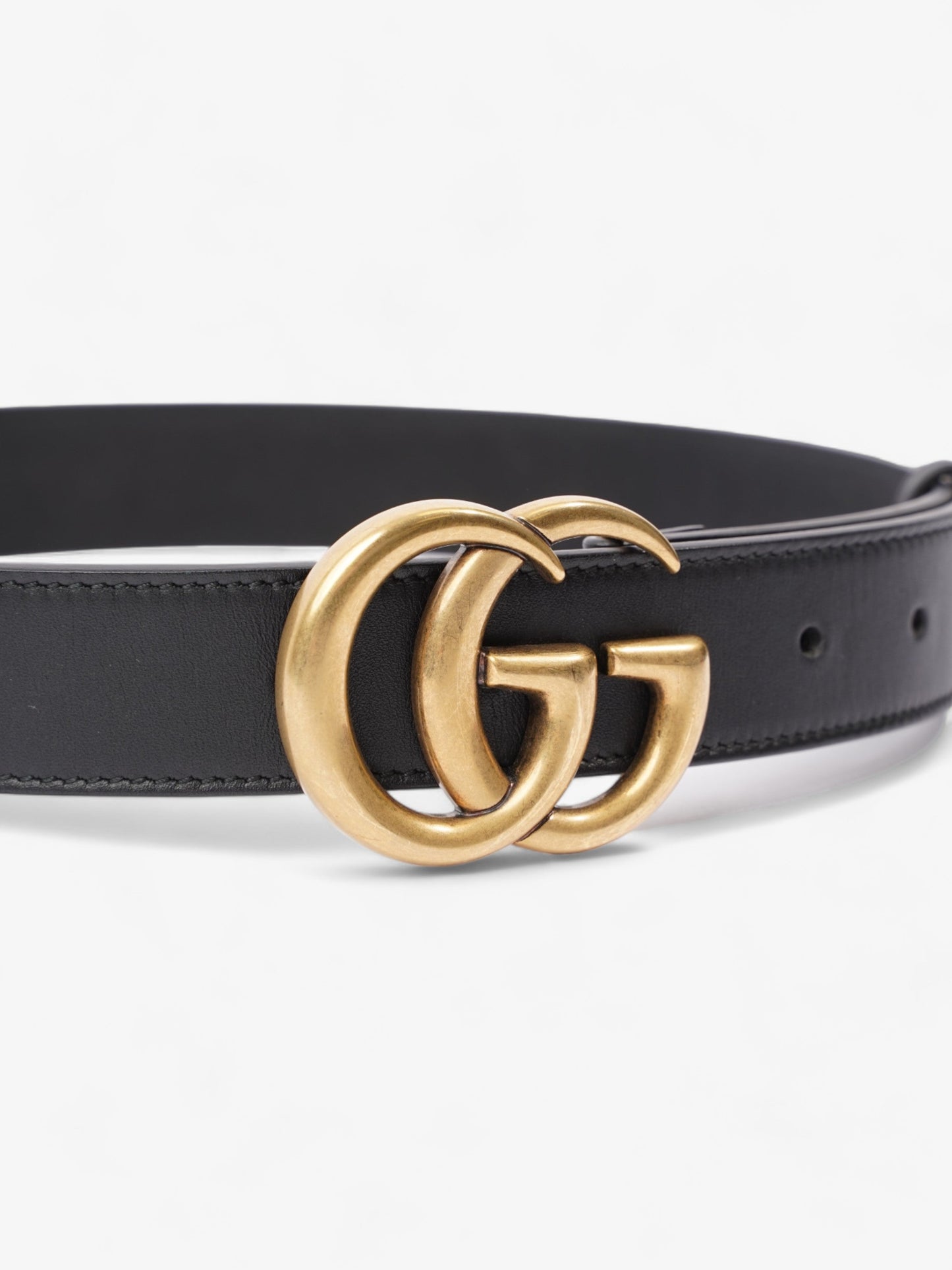 Gucci GG Marmont Thin Belt Black Leather 70cm 28"