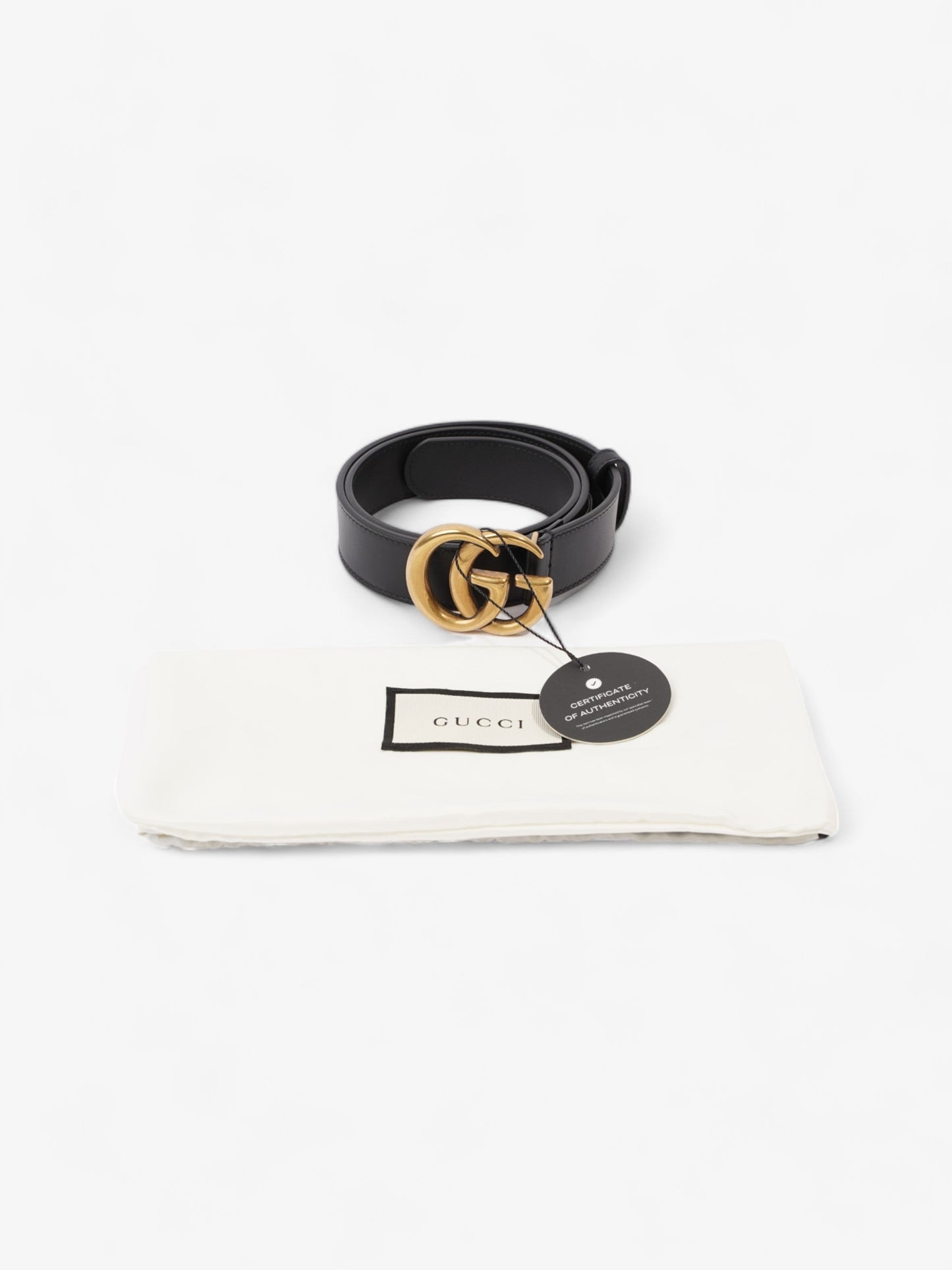 Gucci GG Marmont Thin Belt Black Leather 70cm 28"