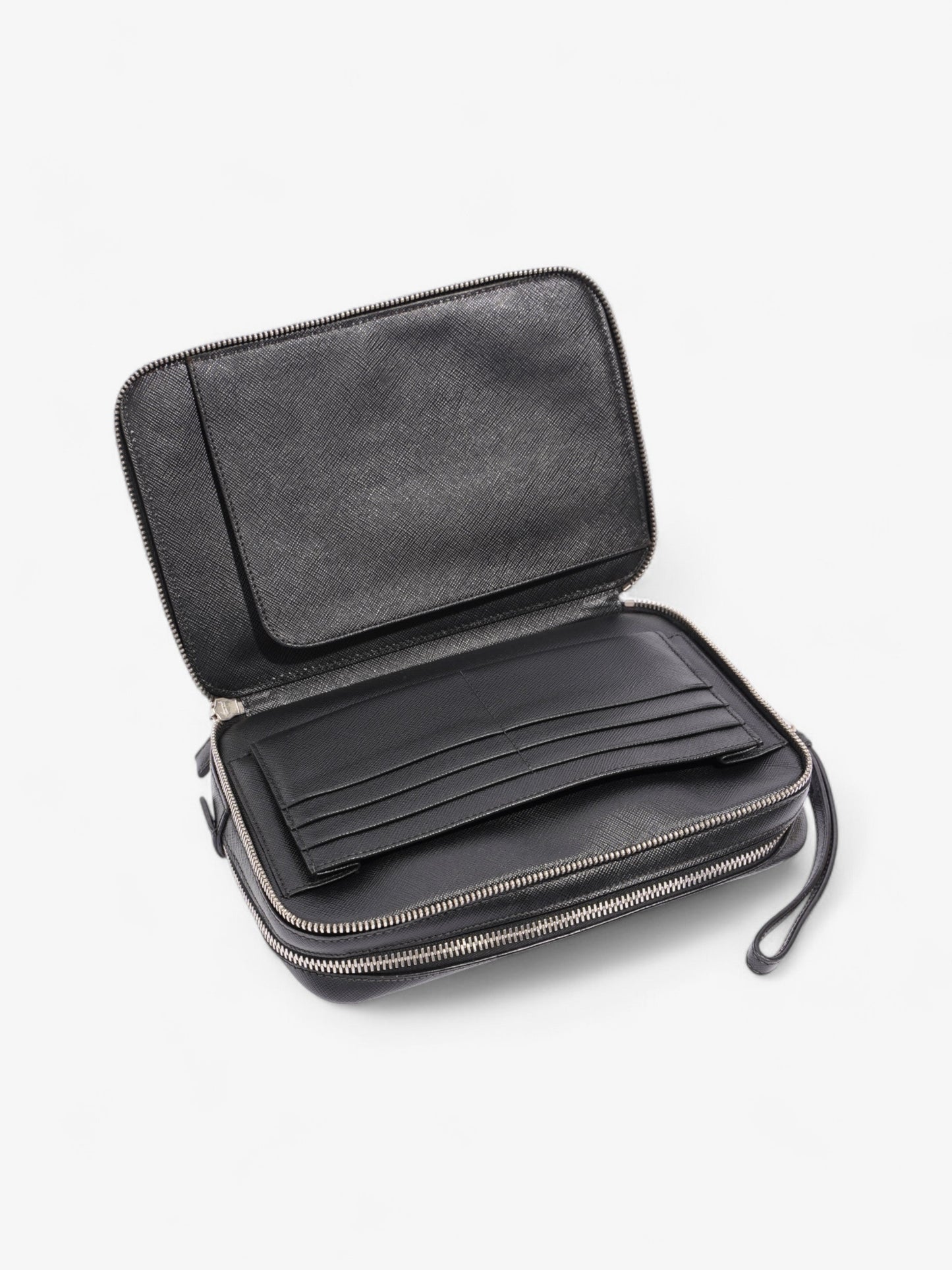 Prada Wristlet Black Saffiano Leather
