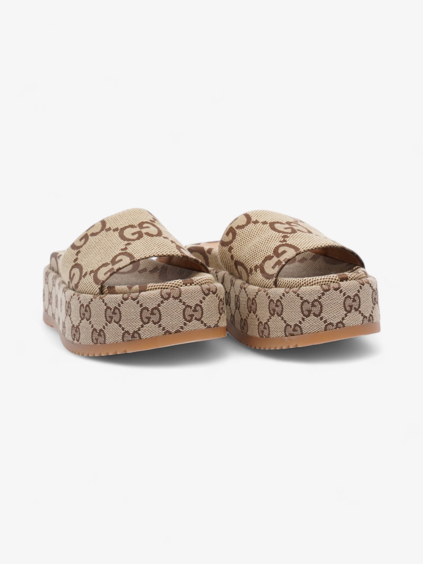 Gucci GG Platform Sandals Beige  / Brown Canvas EU 35 UK 2