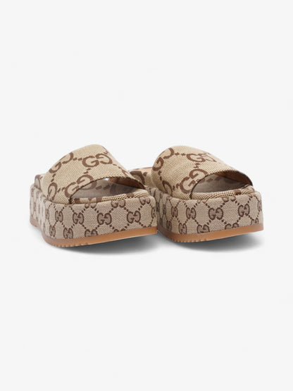 Gucci GG Platform Sandals Beige  / Brown Canvas EU 35 UK 2