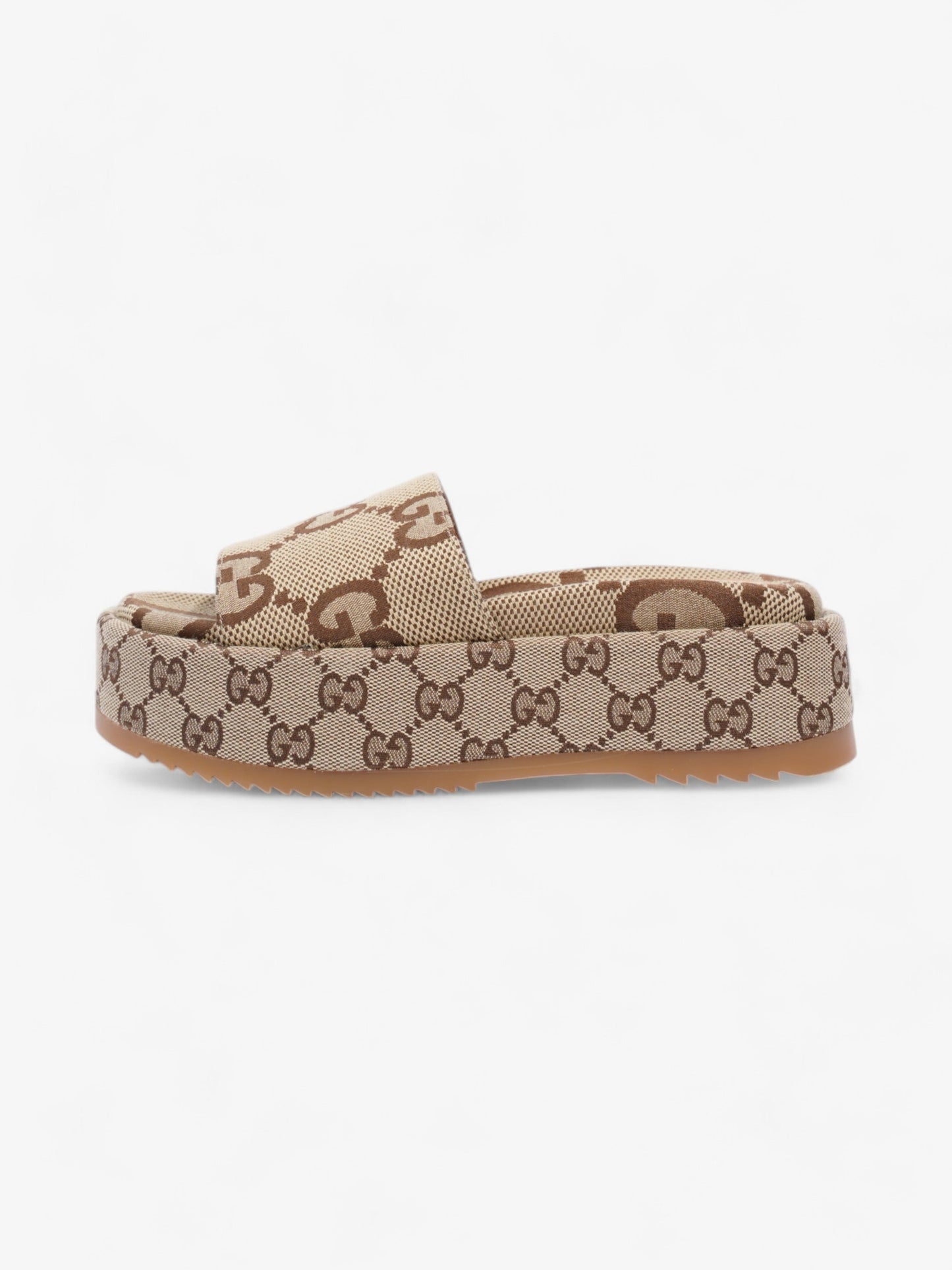 Gucci GG Platform Sandals Beige  / Brown Canvas EU 35 UK 2