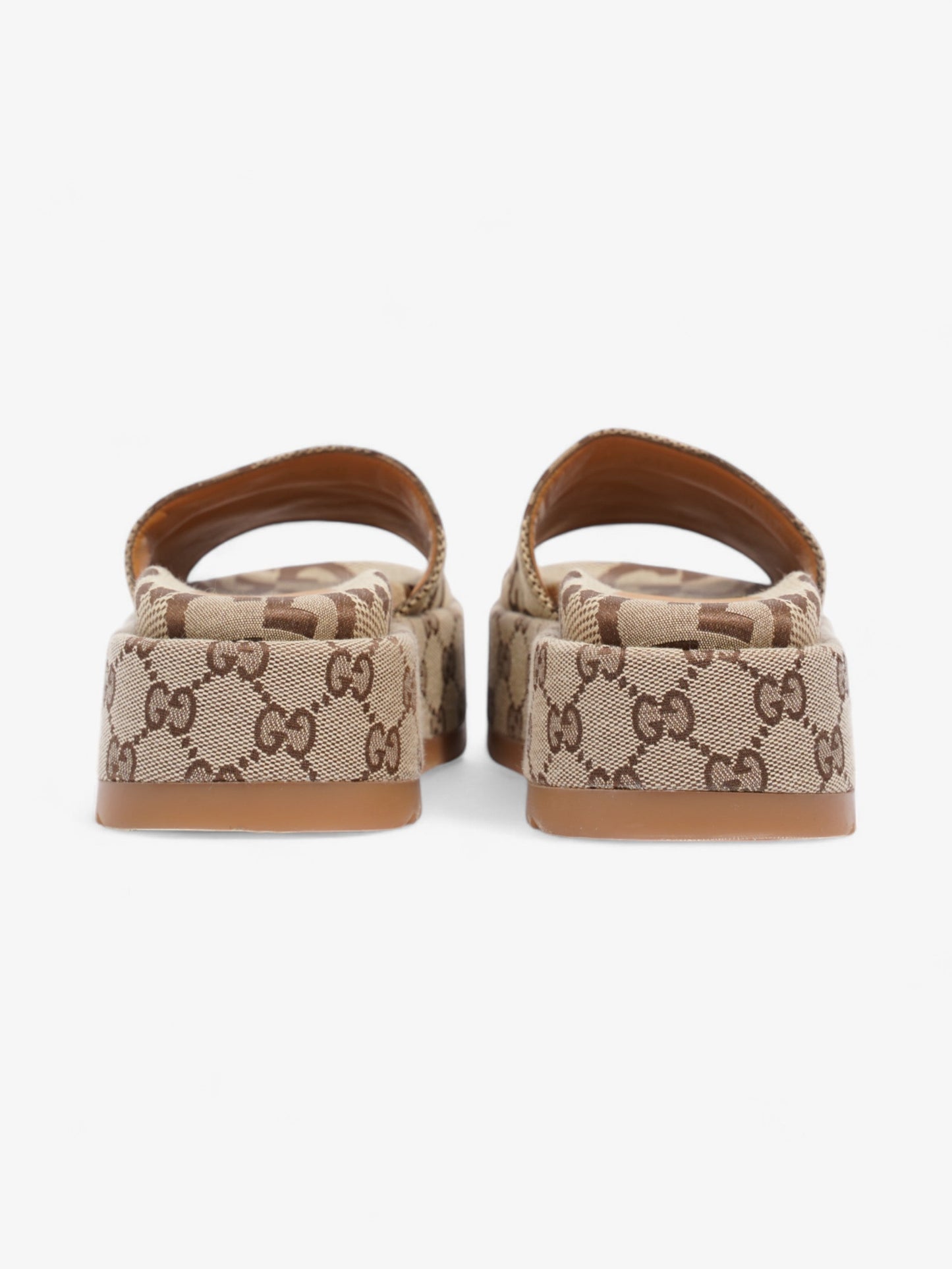 Gucci GG Platform Sandals Beige  / Brown Canvas EU 35 UK 2