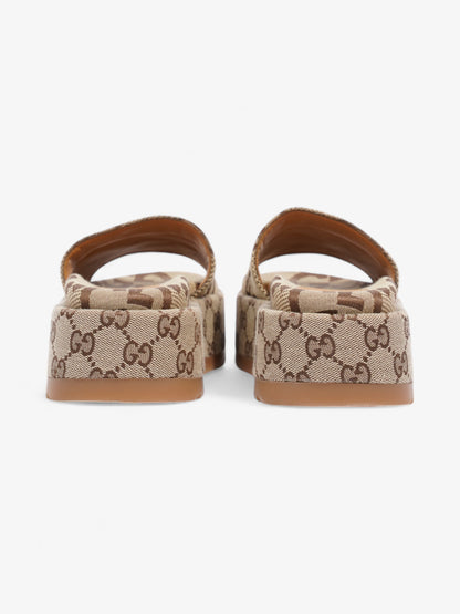 Gucci GG Platform Sandals Beige  / Brown Canvas EU 35 UK 2