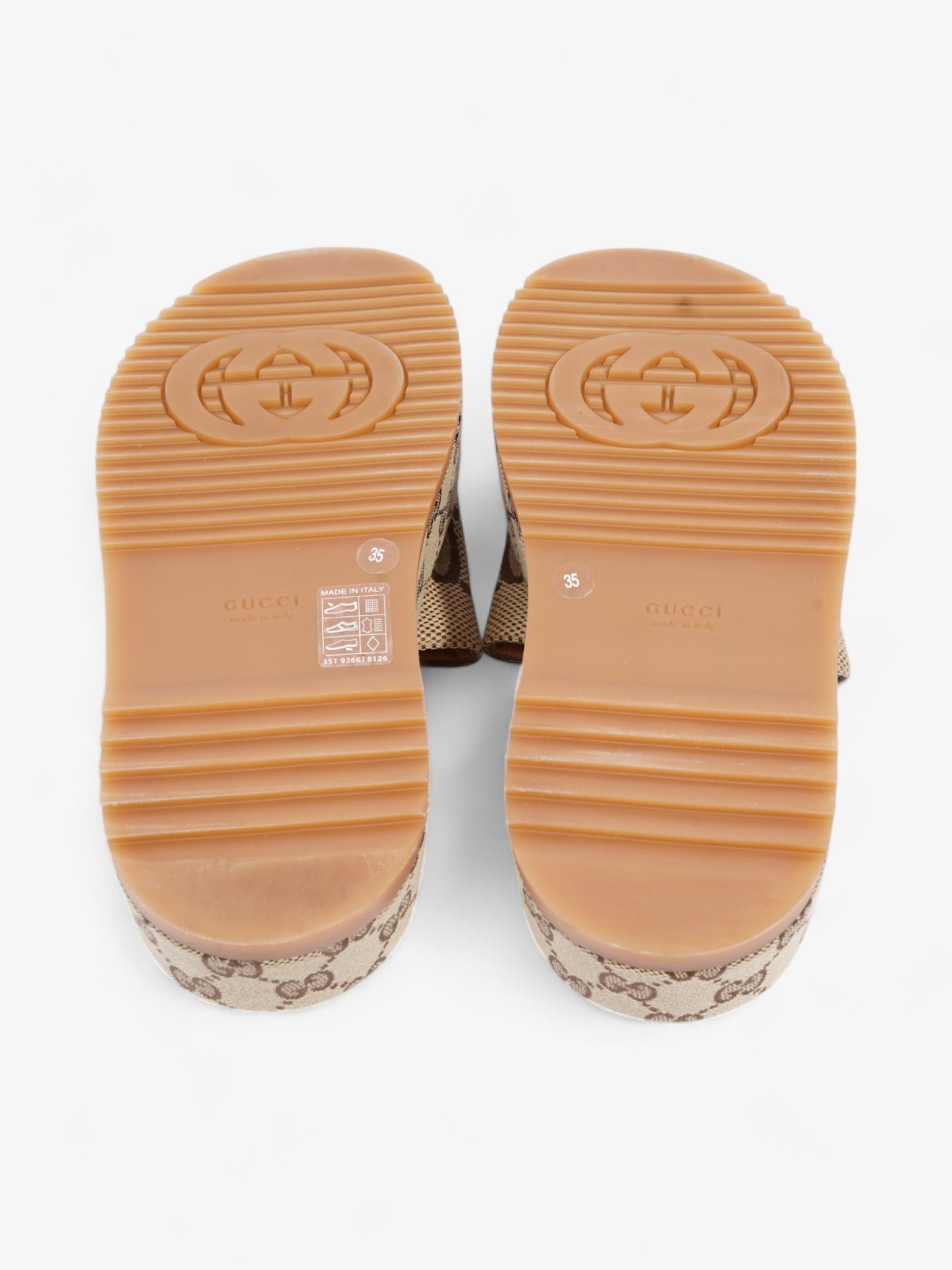Gucci GG Platform Sandals Beige  / Brown Canvas EU 35 UK 2