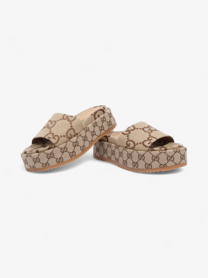 Gucci GG Platform Sandals Beige  / Brown Canvas EU 35 UK 2