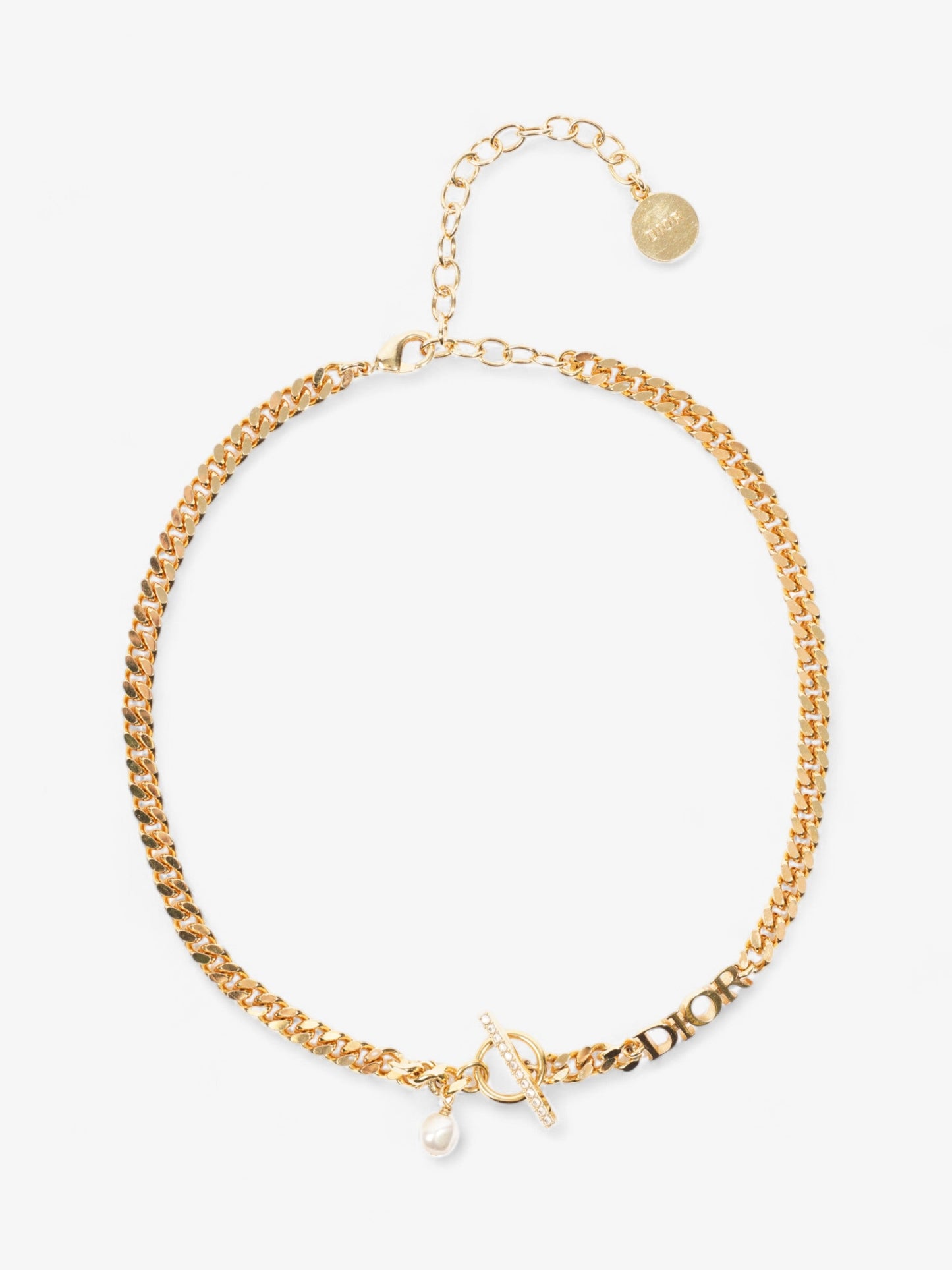 Christian Dior Dior Pearl Detailed Necklace Gold Base Metal