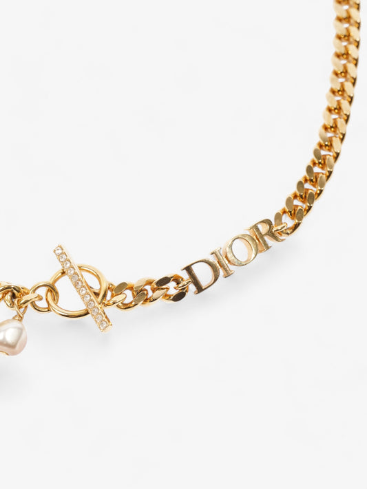 Christian Dior Dior Pearl Detailed Necklace Gold Base Metal