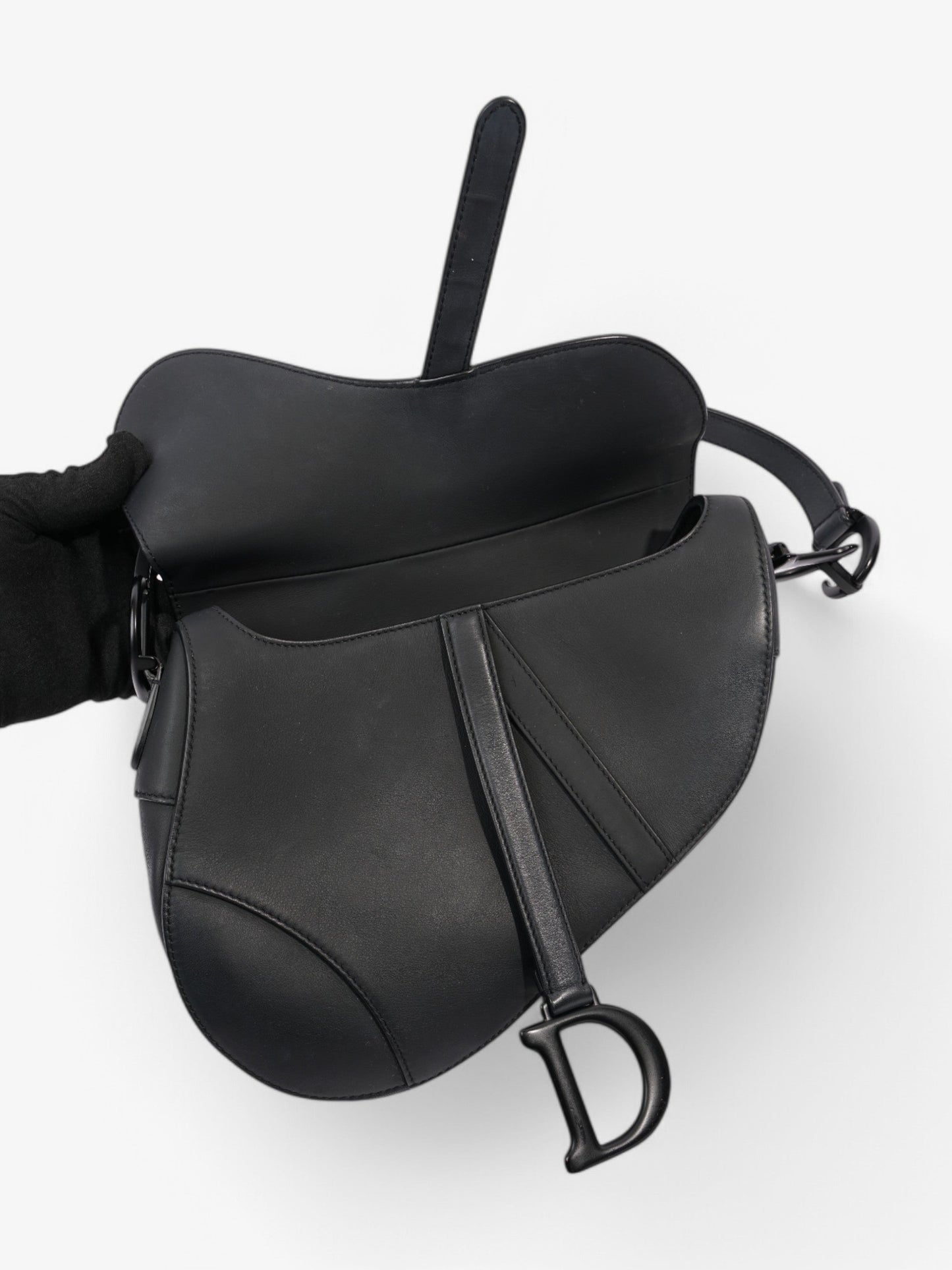 Christian Dior Saddle Bag Black Leather