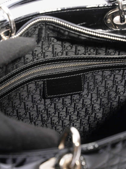 Christian Dior Lady Dior Black Patent Leather Large
