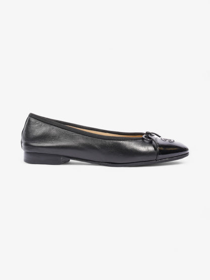 Chanel CC Ballerina Pumps Black Leather EU 37.5 UK 4.5