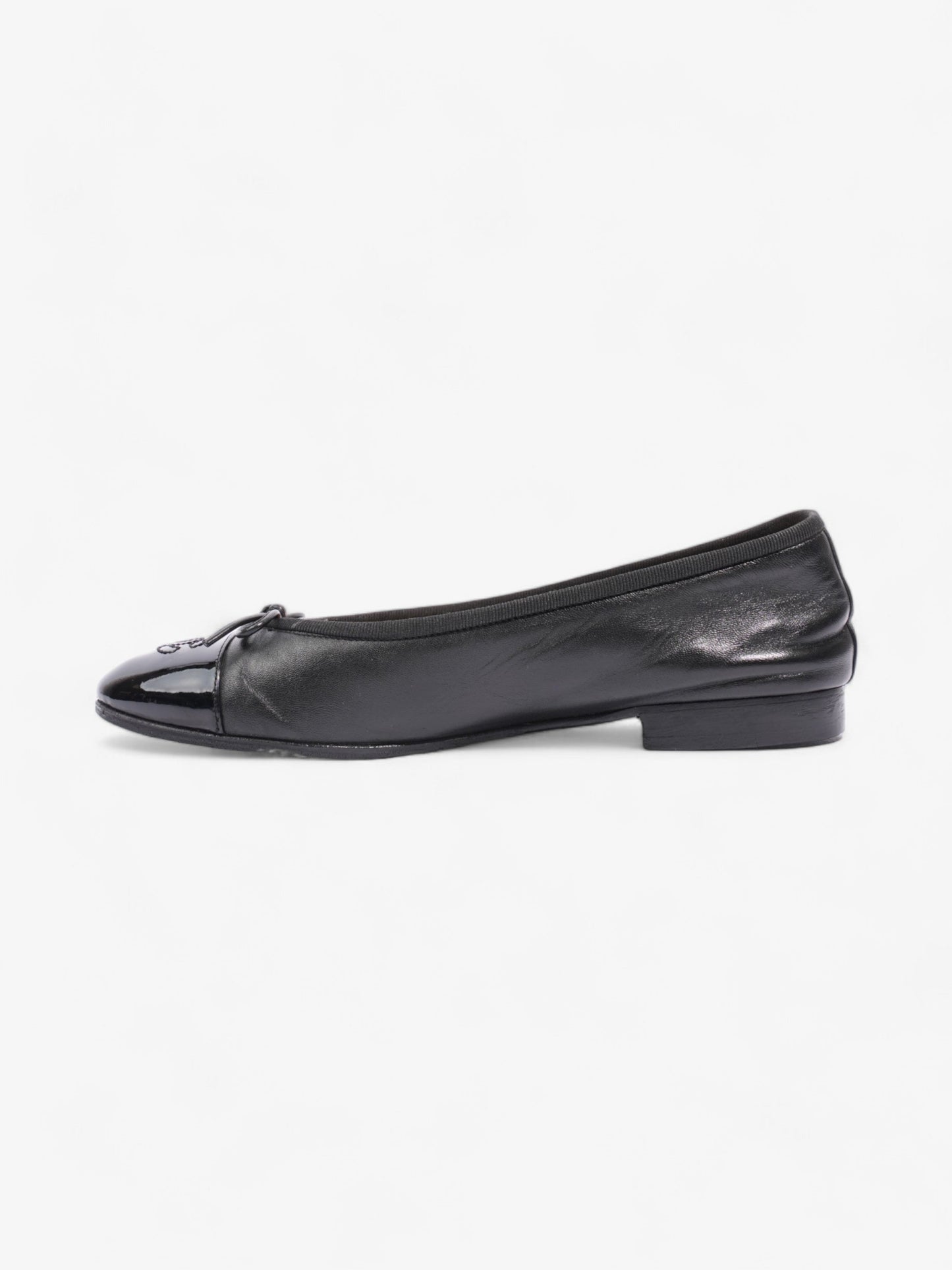 Chanel CC Ballerina Pumps Black Leather EU 37.5 UK 4.5